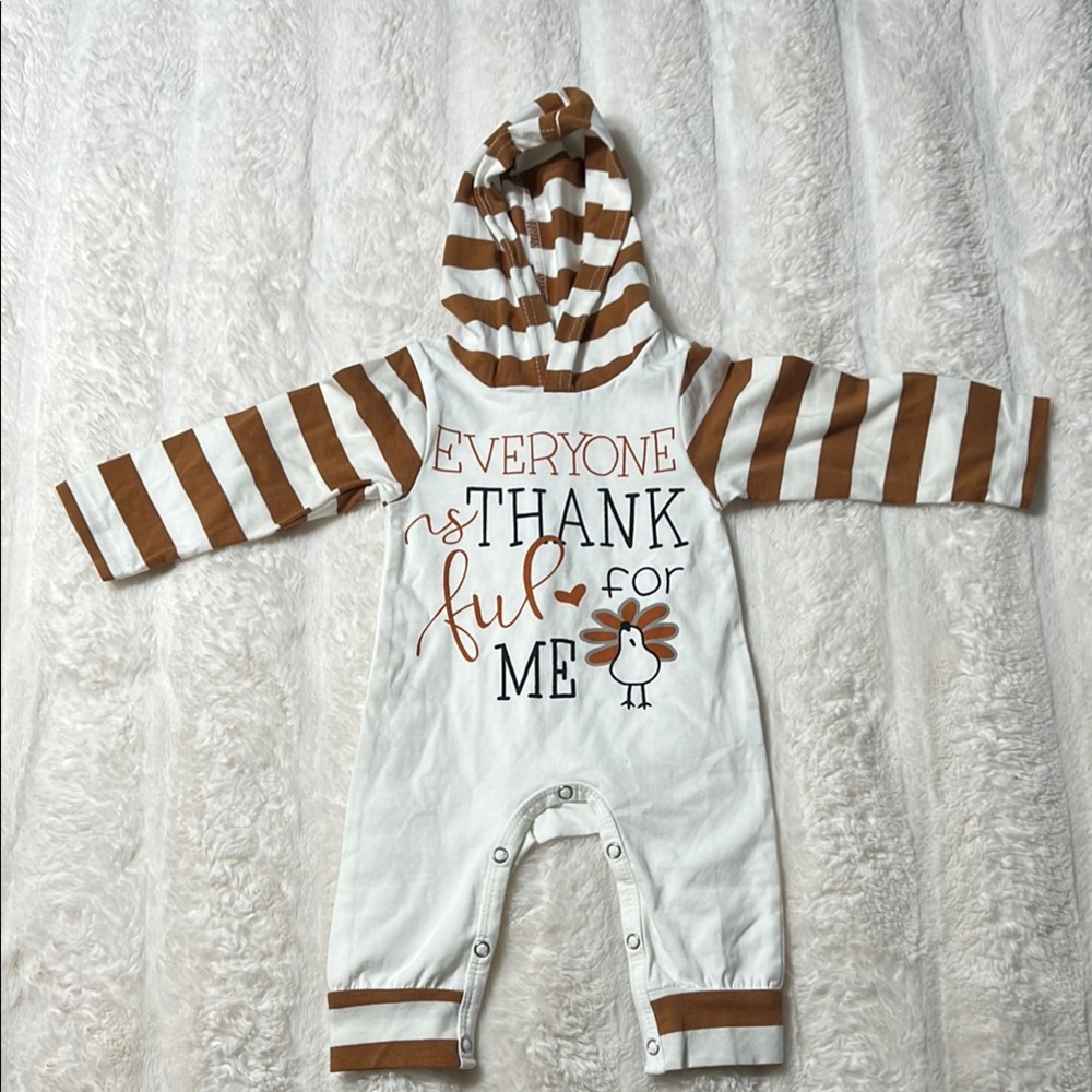 Striped Brown and White Kids One Piece Thanksgiving outfit